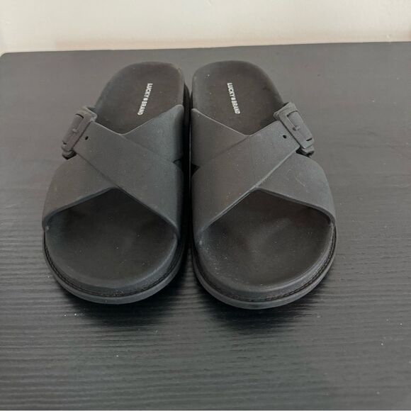 Lucky Brand Women's Roseleen Black Slip On Sandals Size 10 summer shoes - Picture 4 of 6